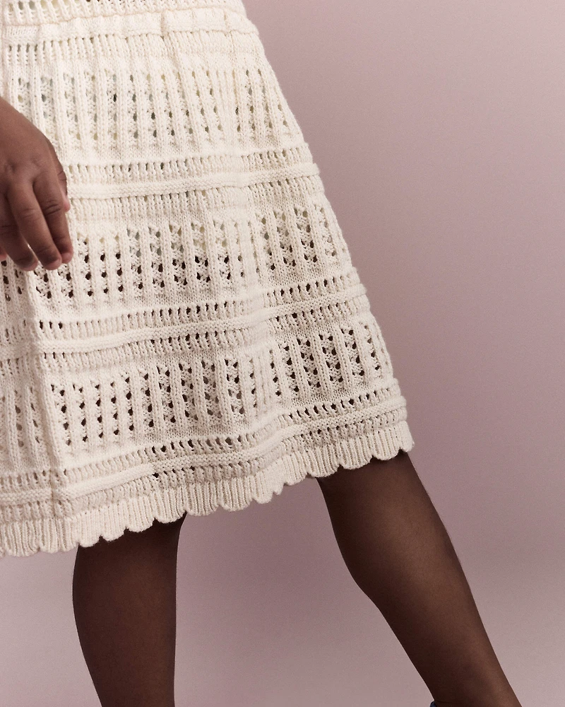 Toddler Girl Crochet Cover Up - Cream