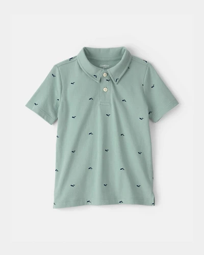 Toddler Boy Whale Polo Shirt - Green