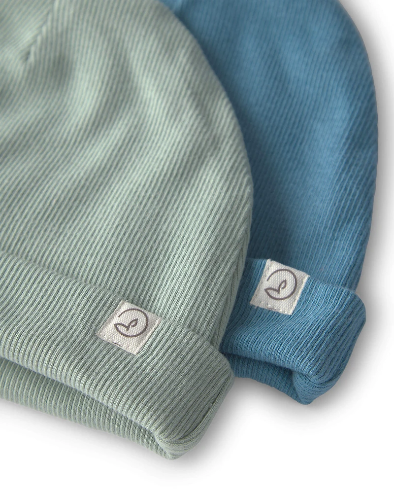 Baby 2-Pack Organic Cotton Rib Caps