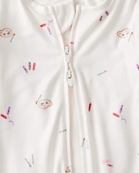 Baby Girl Art Print PurelySoft Sleep & Play Pajamas - White