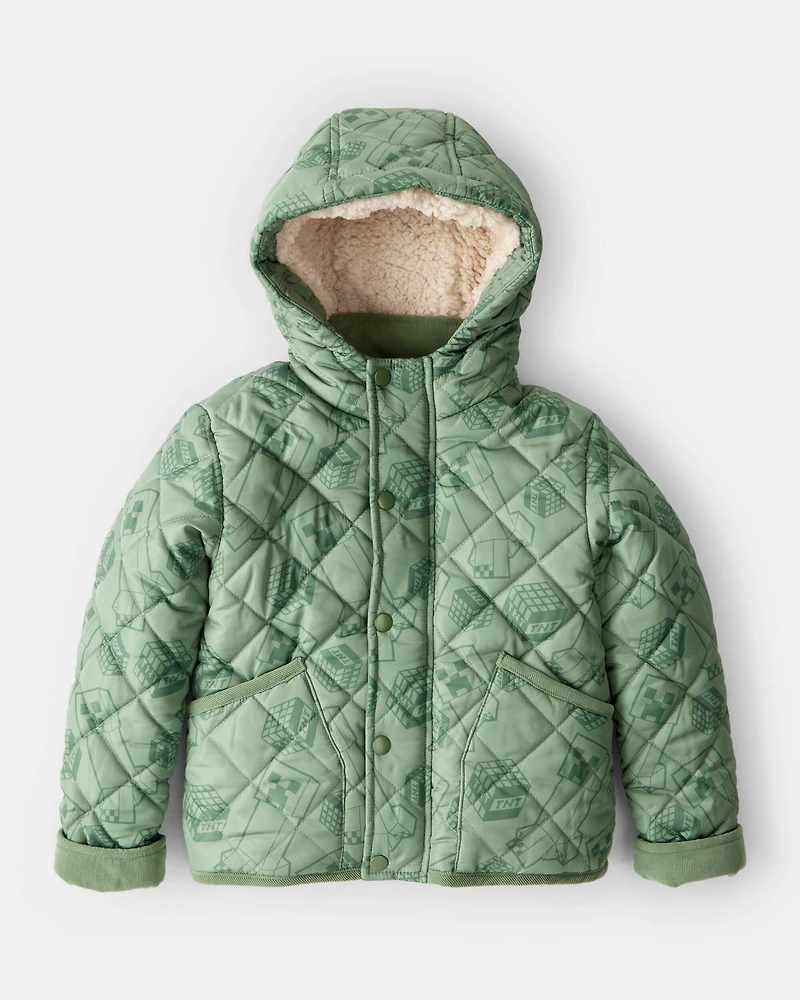 Boys Minecraft® Hooded Heavyweight Winter Jacket - Green