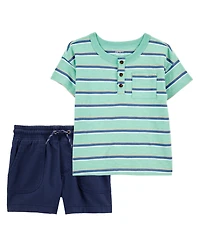 Toddler 2-Piece Henley & Shorts Outfit Set