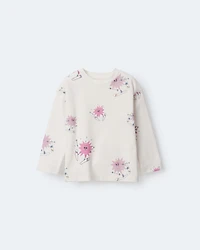 Toddler Girl Skiing Abstract Long-Sleeve Relaxed Graphic Tee - Cream