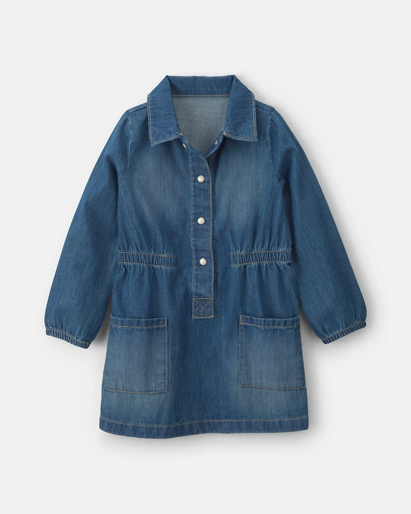 Toddler Girl Denim Long-Sleeve Dress - Medium Wash
