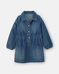 Toddler Girl Denim Long-Sleeve Dress - Medium Wash