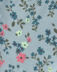 Baby Girl 3-Piece Floral Teddy Fleece Layering Set - Blue/Cream