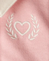 Baby Girl Polo Collared Cotton Dress - Pink