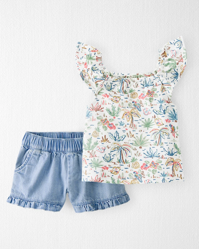 Baby 2-Piece Organic Cotton Tropical Paradise Print Set
