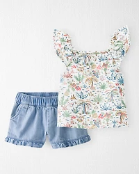 Baby 2-Piece Organic Cotton Tropical Paradise Print Set