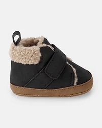 Baby Boy Sherpa Boots - Black/Brown