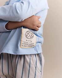 Toddler Pizza Long-Sleeve Relaxed Tee - Blue