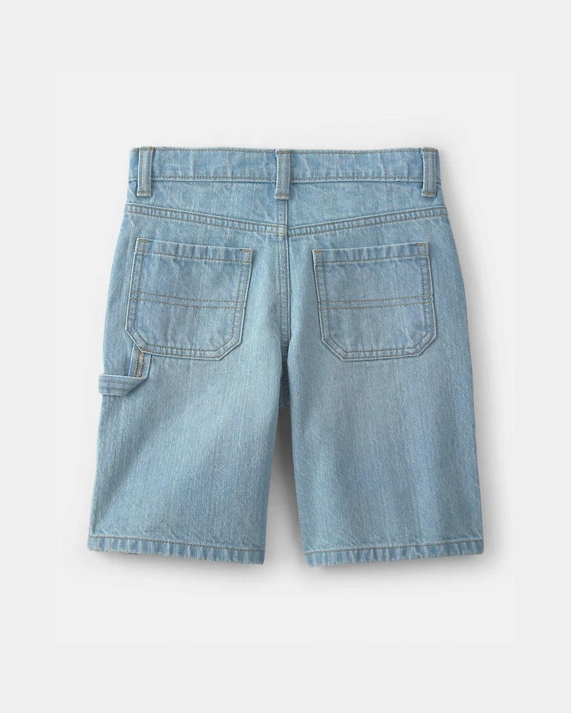 Boys Denim Utility Shorts - Light Wash