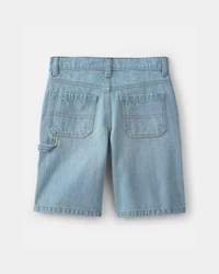Boys Denim Utility Shorts - Light Wash
