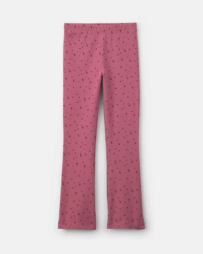 Girls Heart Cotton Pull-On Stretch Flare Leggings - Pink