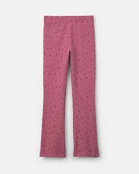 Girls Heart Cotton Pull-On Stretch Flare Leggings - Pink