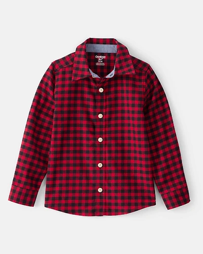 Toddler Boy Buffalo Check Cotton Long-Sleeve Button-Down Shirt - Red
