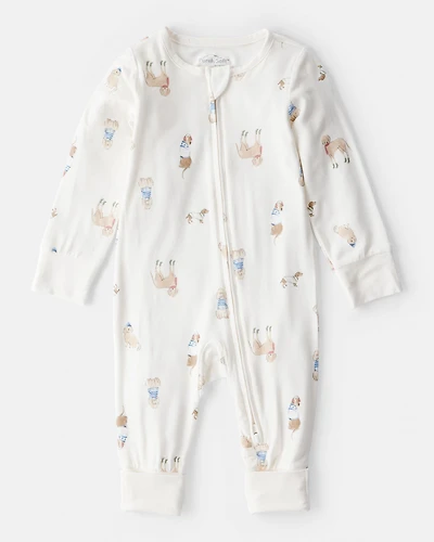 Baby Dog Print PurelySoft Snug Fit Sleep & Play Pajamas - White
