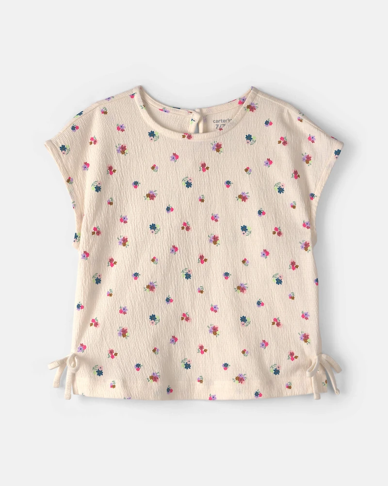 Girls Floral Short-Sleeve Top