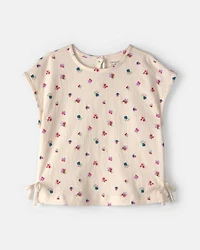 Girls Floral Short-Sleeve Top
