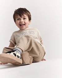 Toddler 'Snacks 4 Dinner' Short-Sleeve Graphic Tee - Khaki