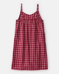 Girls 2-Piece Plaid Long-Sleeve Dress Set - Red