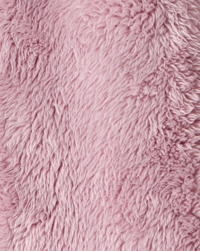 Baby Girl Sherpa Long-Sleeve Hooded Jumpsuit - Pink