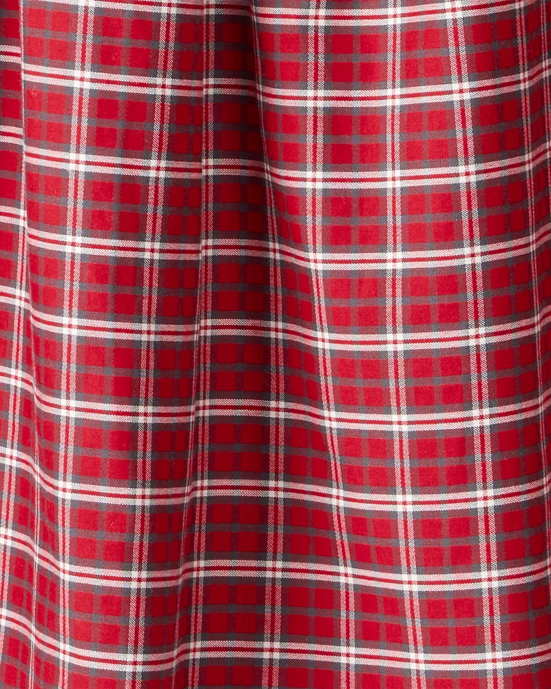 Toddler Girl Plaid Cotton Sleeveless Occasion Dress - Red