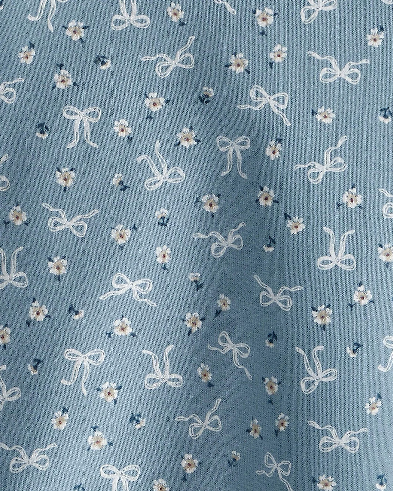 Baby Girl 2-Piece Bow Print Cotton Long-Sleeve Hoodie & Pant Set - Blue