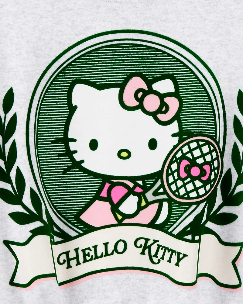 Girls 2-Piece Hello Kitty® Pullover Sweatshirt & Sweatpants Set - Grey