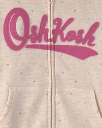 Girls Heart OshKosh Logo Fleece Zip-Up Hoodie - Cream