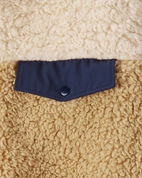 Boys Sherpa Long-Sleeve Zip-Up Jacket - Cream/Navy