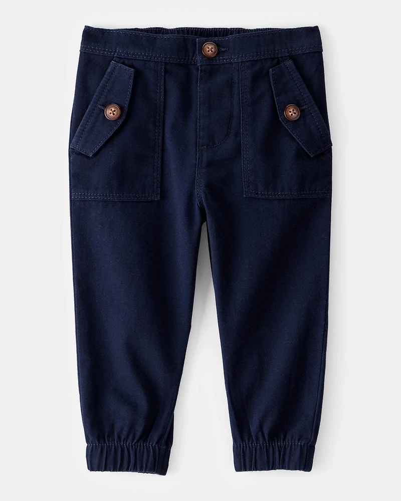Baby Boy Twill Joggers - Navy