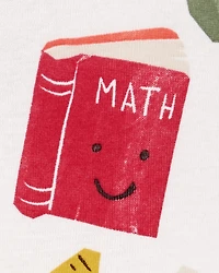 Toddler 2-Piece Back To School Print 100% Snug Fit Cotton Pajamas - White