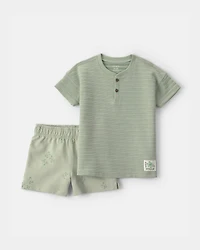 Toddler 2-Piece Frog Top & Short Set - Green