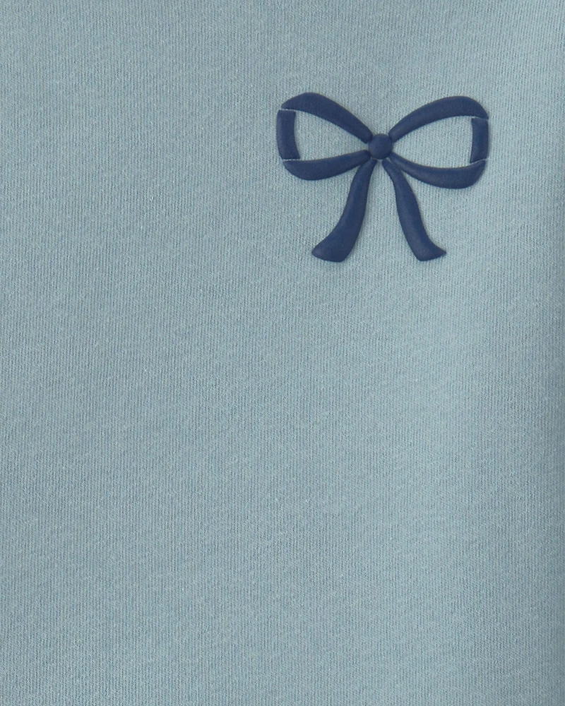 Girls 2-Piece Bow Fleece Pullover & Pant Set - Blue