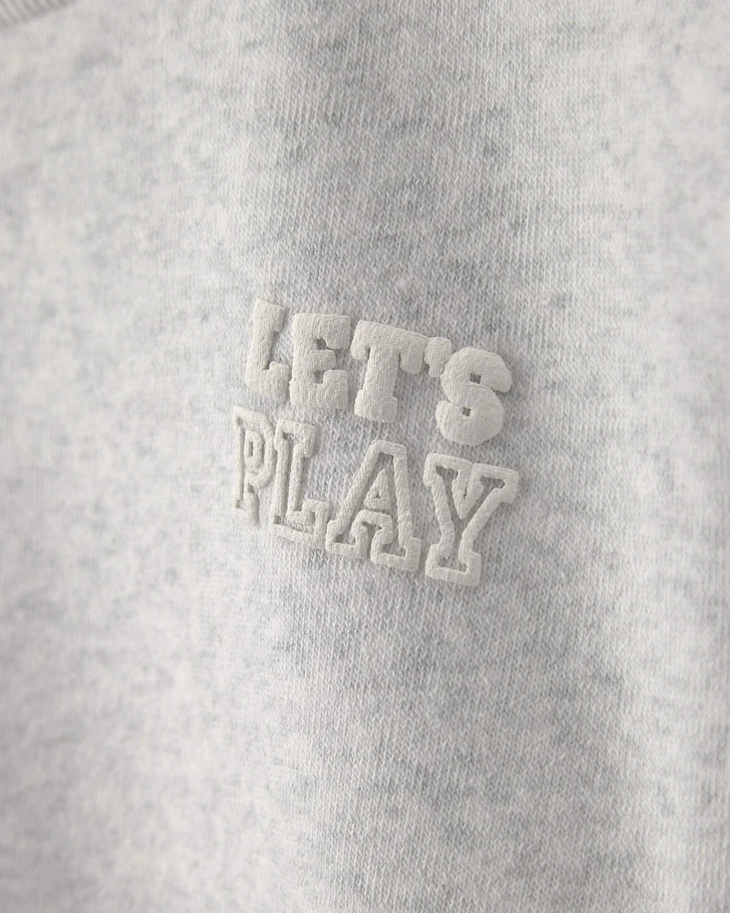 Toddler Girl 'Let's Play' Fleece Pullover Sweatshirt - Grey
