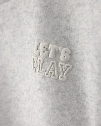Toddler Girl 'Let's Play' Fleece Pullover Sweatshirt - Grey