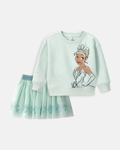Toddler Girl 2-Piece Disney© Tiana Fleece Pullover Sweatshirt & Skort Set - Green