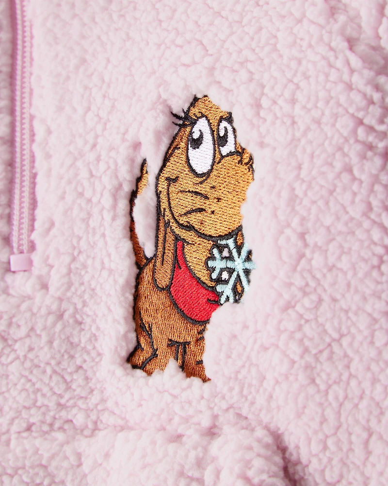 Toddler Girl Dr. Seuss™ The Grinch Sherpa Quarter-Zip Pullover Sweatshirt - Pink