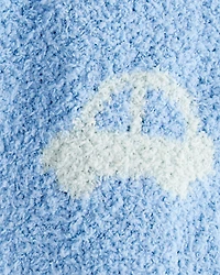 Car Print Plush Blanket - Blue