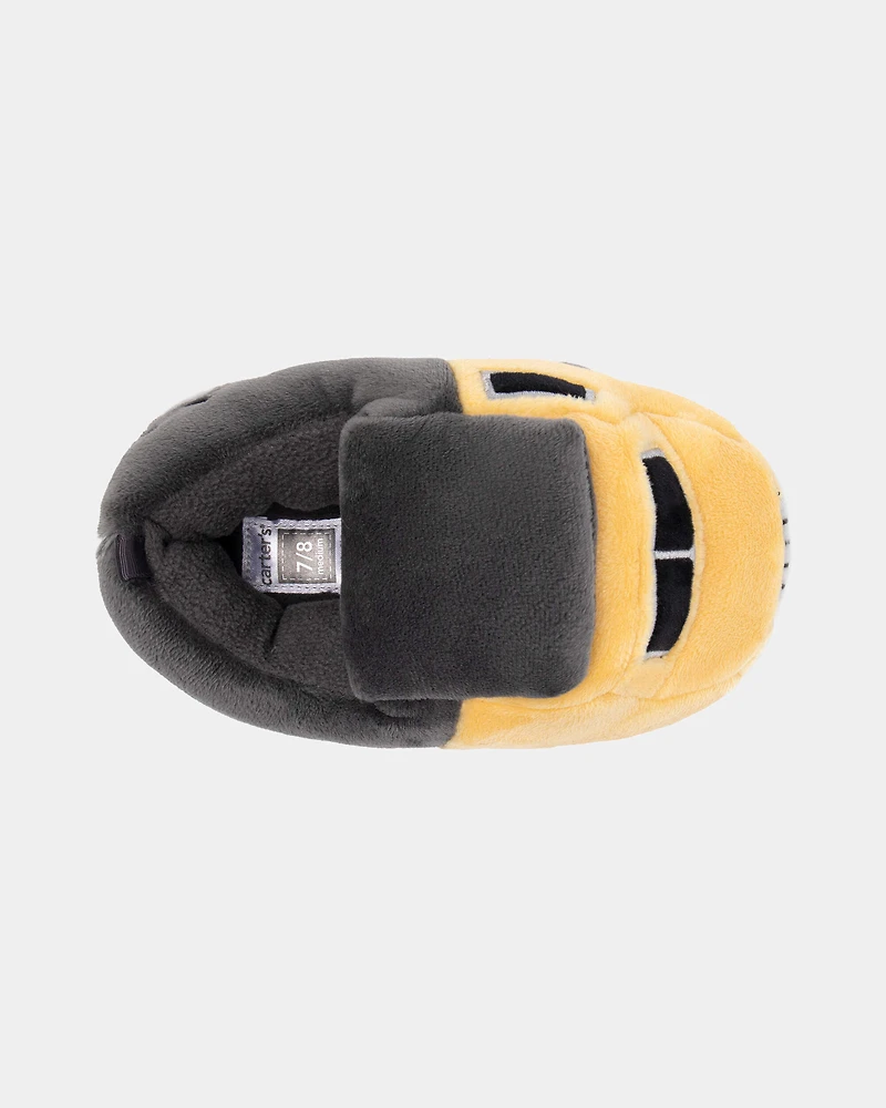 Toddler Boy Truck Slippers - Yellow/Grey