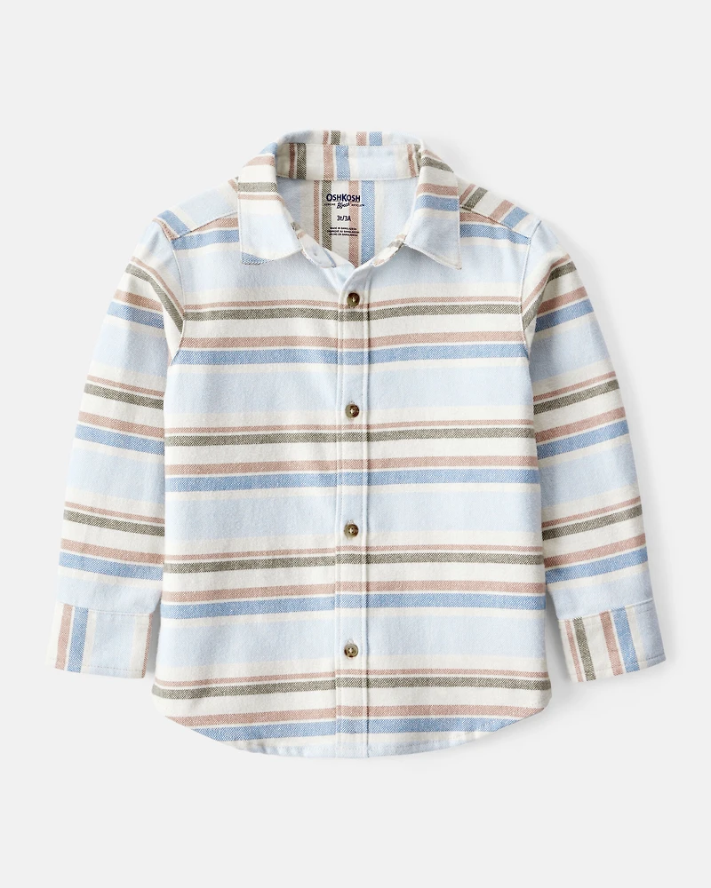 Toddler Boy Striped Cotton Long-Sleeve Button-Down Shirt