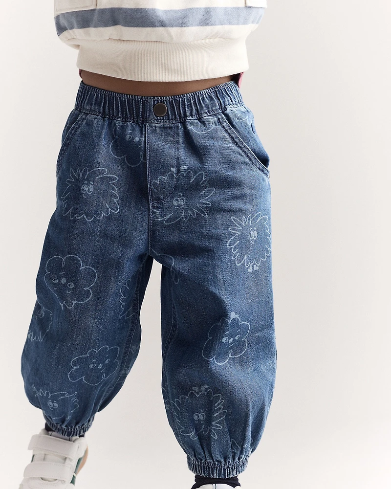 Toddler Squish Jump Rope Jogger in Denim - Blue