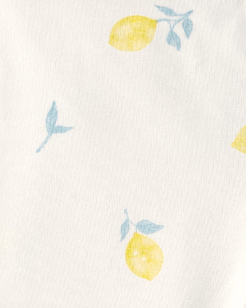 Toddler Girl Lemon Bike Shorts - Cream