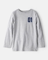 Boys Motorcycle Long-Sleeve Graphic Tee - Grey