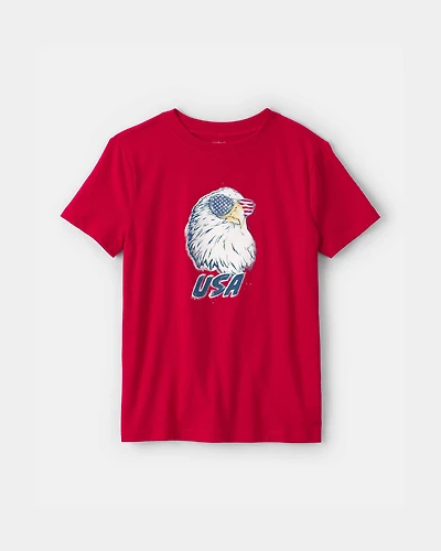 Kid Fourth Of July Eagle Graphic Tee - Red
