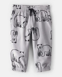 Baby Boy Polar Bear Fleece Joggers - Grey
