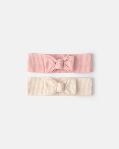 Baby Girl 2-Pack Headbands - Pink/Ivory