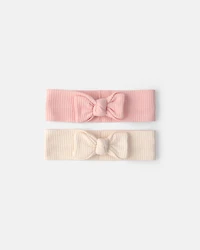 Baby Girl 2-Pack Headbands - Pink/Ivory