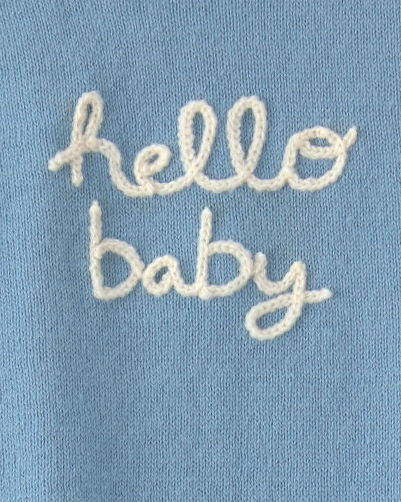 Baby Boy 2-Piece 'Hello Baby' Long-Sleeve Top & Pant Set - Blue